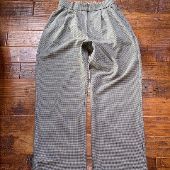 Abercrombie Curve Love A&F Sloane Tailored Wide Leg Pant, Brown Herringbone, 27 - Picture 2 of 10